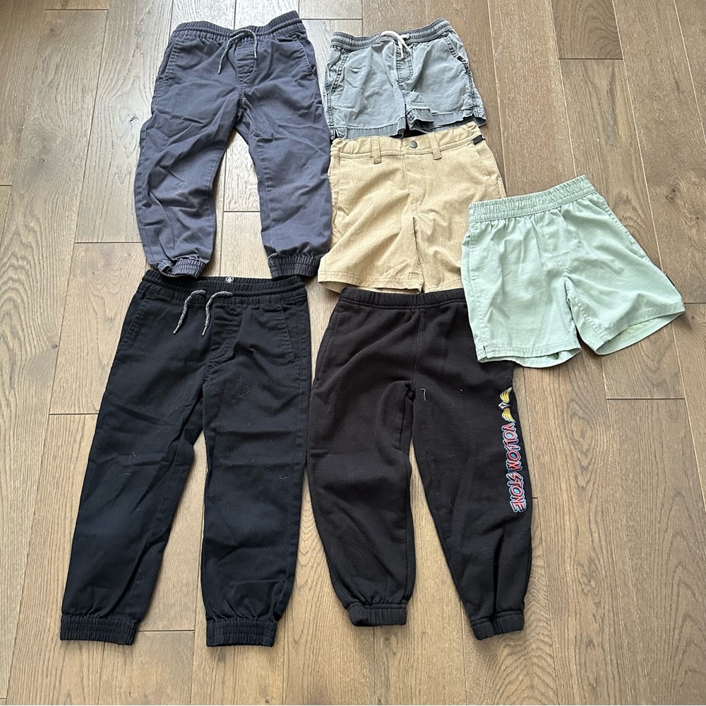 Volcom Vans & Quicksilver Kids Shorts and Joggers Set - Black, Gray, Tan, Green